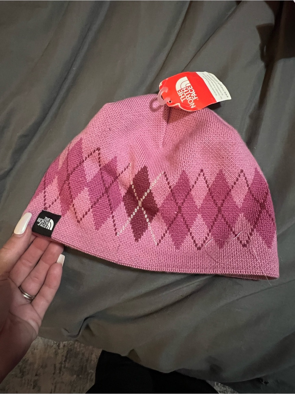 The North Face Pink Argyle Knit Beanie